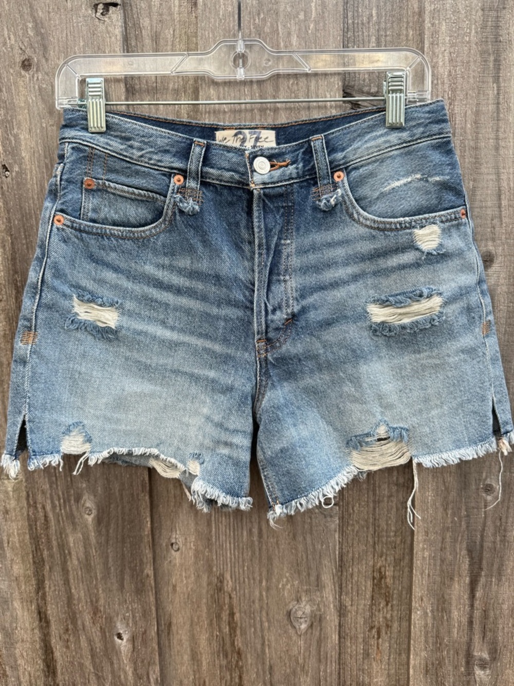 Free People We The Free Distressed Denim Shorts 27